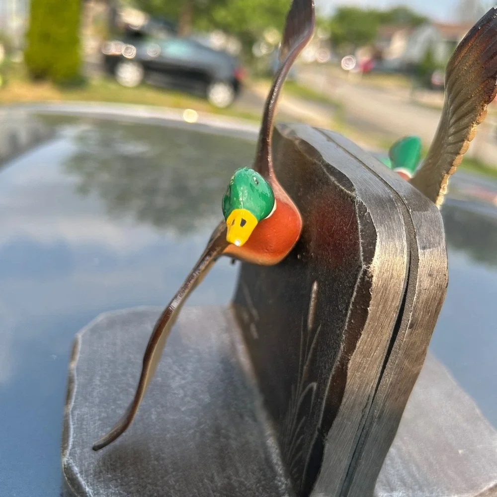 Vintage Mallard Duck Bookends Flying Waterfowl Cabin Lodge Decor Set of 2